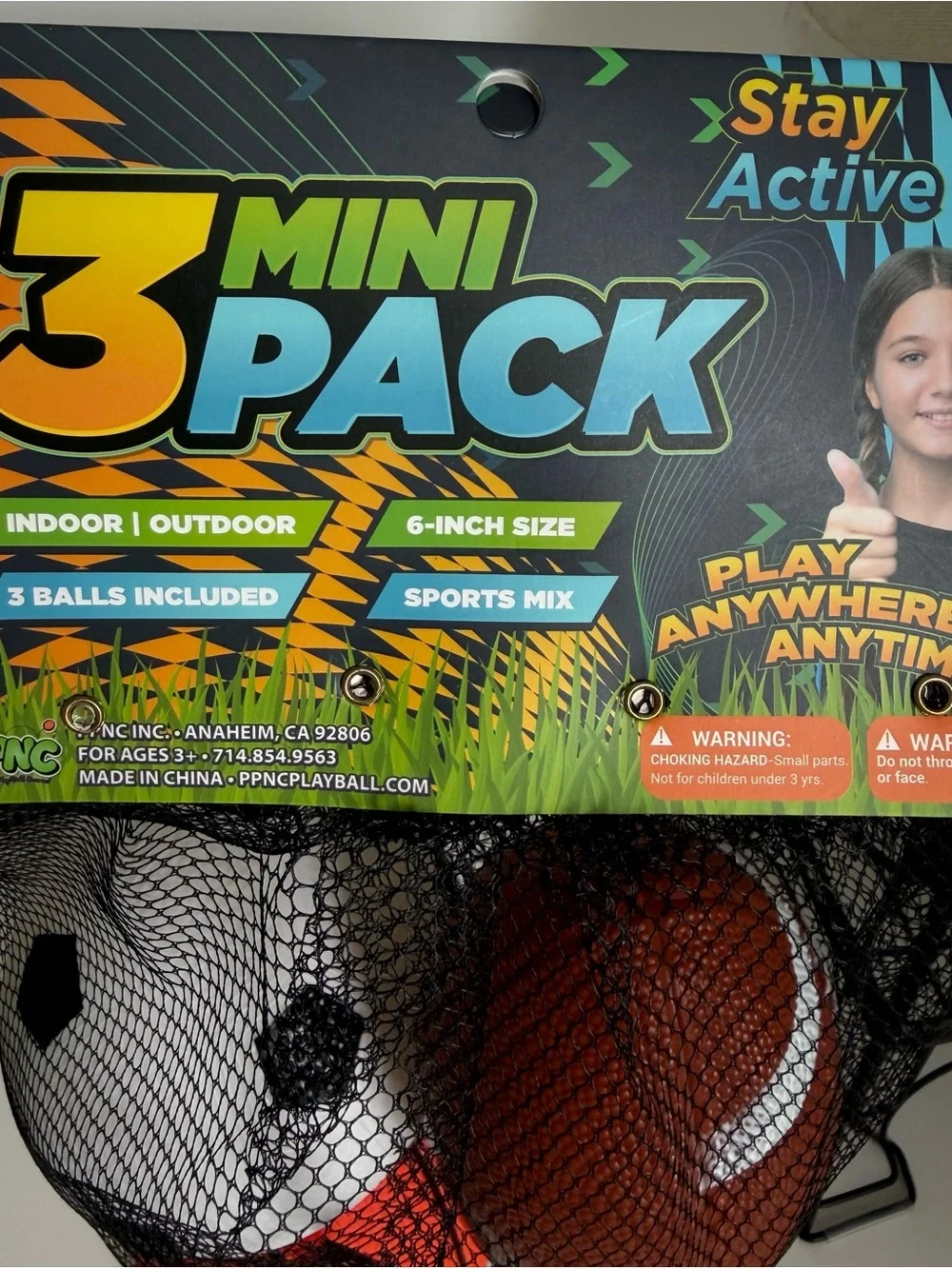 3 Mini Pack Kids Sports Balls - Orange, White, Brown